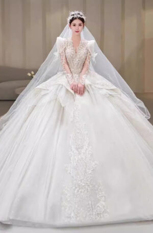 Bride Main Yarn Long Sleeve Heavy Industry Trailing French Retro Advanced