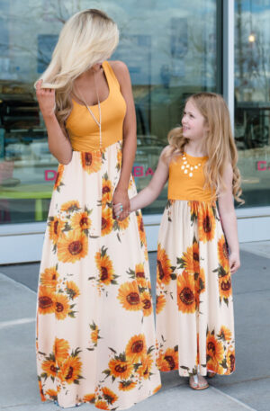 Women's Stitching Vest Dress Parent-child Clothing Mother-daughter Matching Outfit Summer Children's Clothing With Pockets