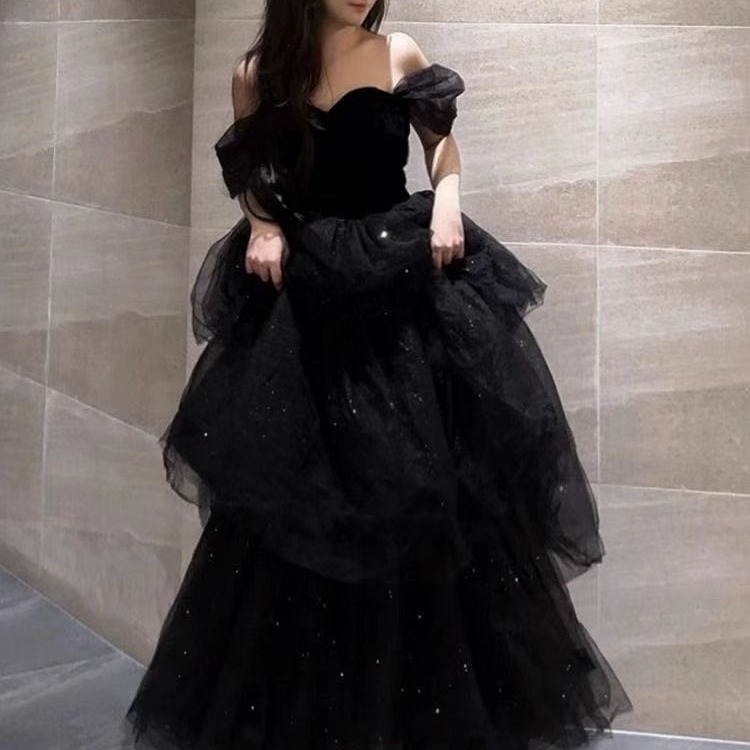 Black Evening Dress Light Luxury Minority French Style Pettiskirt - Image 9